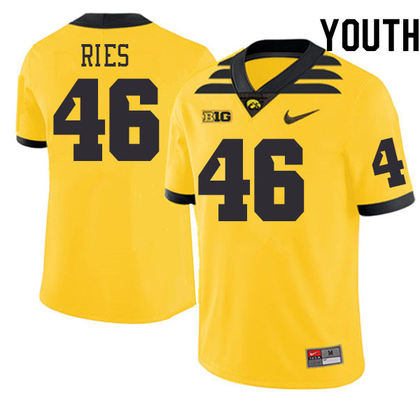 Youth #46 Preston Ries Iowa Hawkeyes College Football Jerseys Stitched-Gold